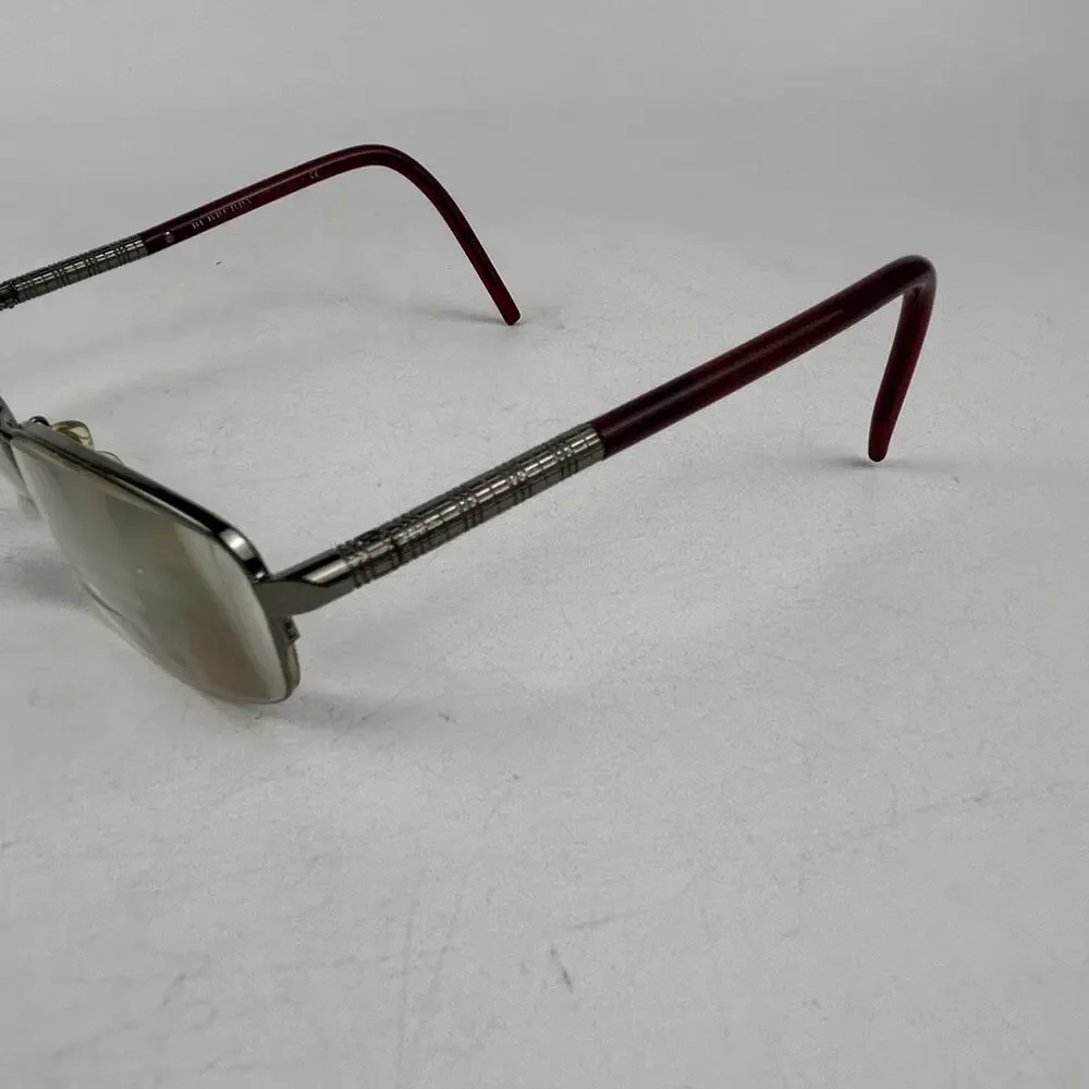 Burberry Eyeglasses B‎ 1157 1003 Size 52-17-135 Silver Maroon Rectangle Frames